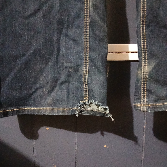 GUC Lane Bryant Distressed Dark Wash Women's Distressed Blue Jeans Size 14 Long - Picture 6 of 8